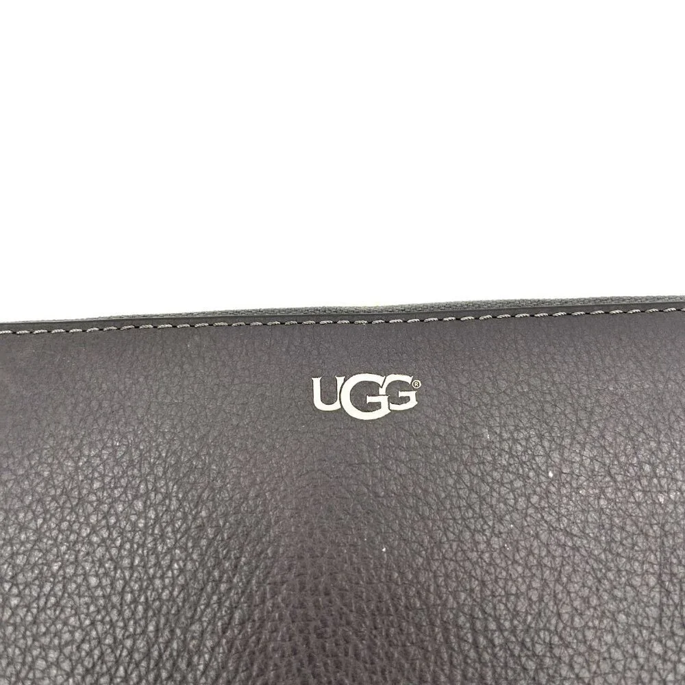 UGG Women's Rae Dark Gray Pebbled Leather Long Zip Around Wallet